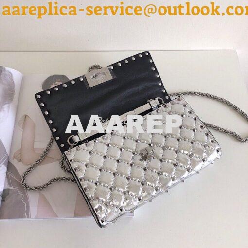 Replica Valentino Garavani Rockstud Spike Silver Chain Bag Metallic Si 6