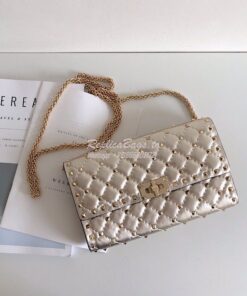 Replica Valentino Garavani Rockstud Spike Gold Chain Bag Metallic Gold