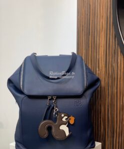 Replica Loewe Goya Backpack in Soft Natural Calfskin 66009 Deep Blue