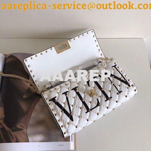 Replica Valentino Garavani Rockstud Spike Gold Chain Bag VLTN White 6