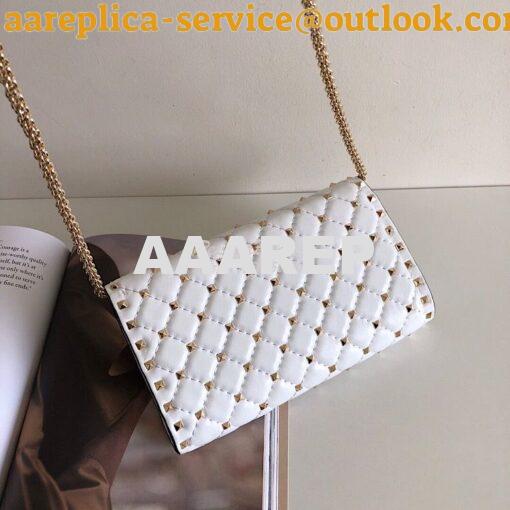 Replica Valentino Garavani Rockstud Spike Gold Chain Bag VLTN White 9