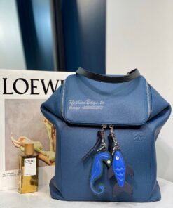 Replica Loewe Goya Backpack in Grained Calfskin 66009 Indigo