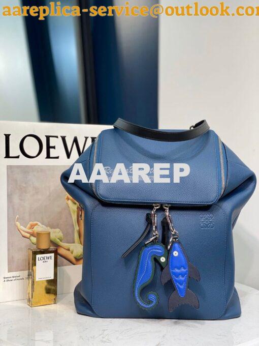 Replica Loewe Goya Backpack in Grained Calfskin 66009 Indigo