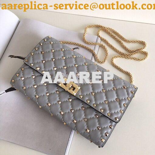 Replica Valentino Garavani Rockstud Spike Gold Chain Bag grey 3