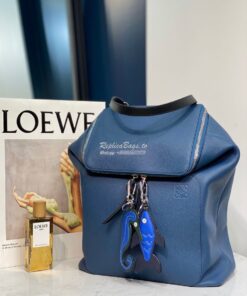 Replica Loewe Goya Backpack in Grained Calfskin 66009 Indigo 2