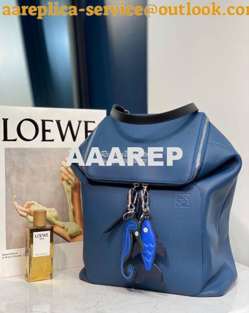 Replica Loewe Goya Backpack in Grained Calfskin 66009 Indigo 2