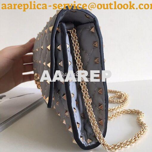 Replica Valentino Garavani Rockstud Spike Gold Chain Bag grey 4