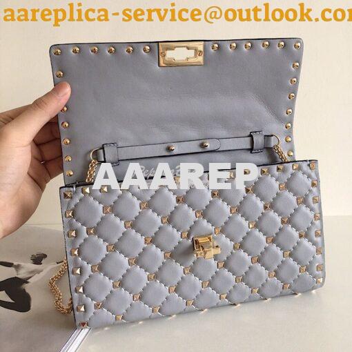 Replica Valentino Garavani Rockstud Spike Gold Chain Bag grey 5