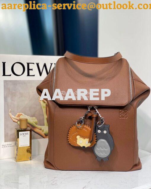 Replica Loewe Goya Backpack in Grained Calfskin 66009 Cognac