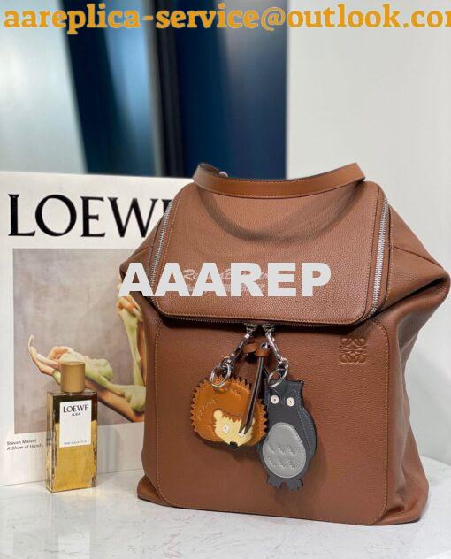 Replica Loewe Goya Backpack in Grained Calfskin 66009 Cognac 3