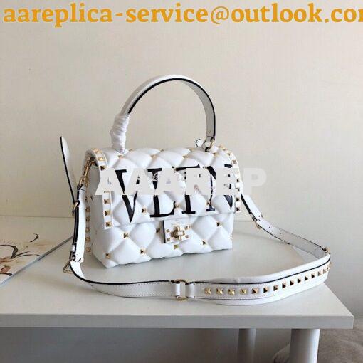 Replica Valentino Candystud Top Handle Bag VLTN White