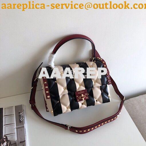 Replica Valentino Candystud Top Handle Bag Black Wine Beige