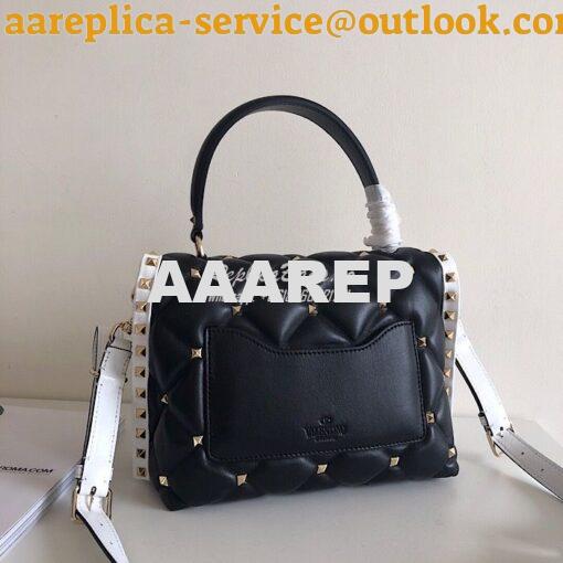 Replica Valentino Candystud Top Handle Bag Black White 5