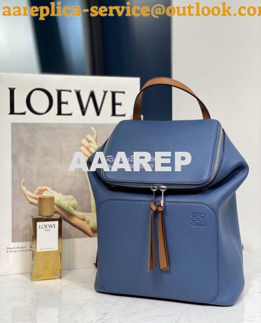 Replica Loewe Goya Small Backpack 66019 Blue/Pecan 2