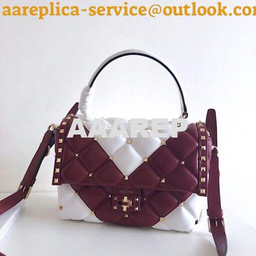 Replica Valentino Candystud Top Handle Bag Wine White