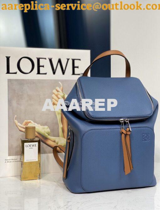 Replica Loewe Goya Small Backpack 66019 Blue/Pecan 3