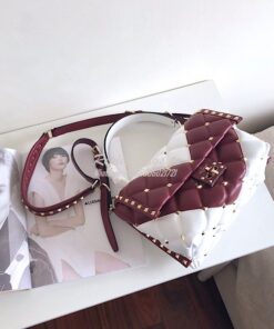 Replica Valentino Candystud Top Handle Bag Wine White 2