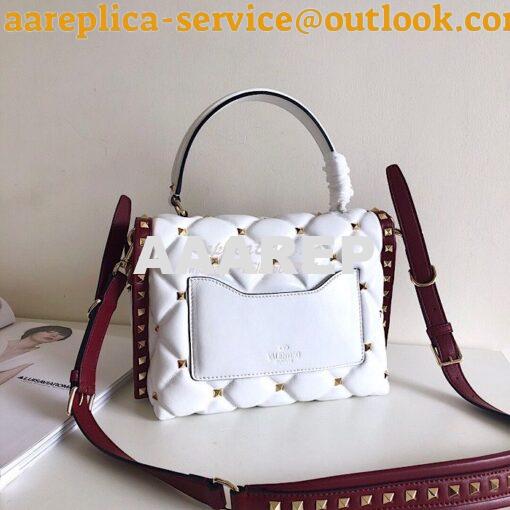 Replica Valentino Candystud Top Handle Bag Wine White 7