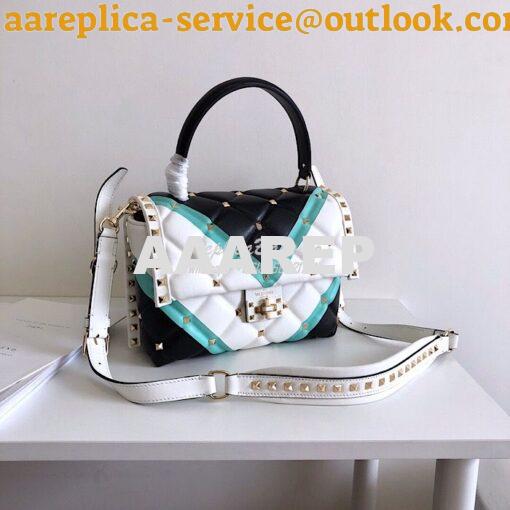 Replica Valentino Candystud Top Handle Bag Green White Black 2