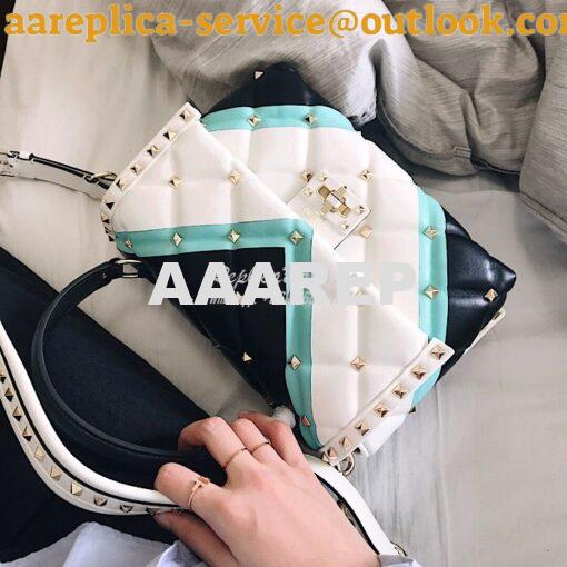 Replica Valentino Candystud Top Handle Bag Green White Black 3