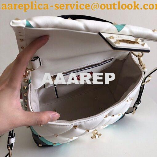 Replica Valentino Candystud Top Handle Bag Green White Black 6