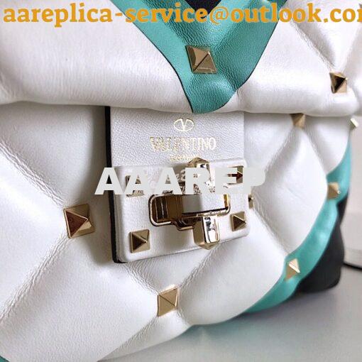 Replica Valentino Candystud Top Handle Bag Green White Black 8