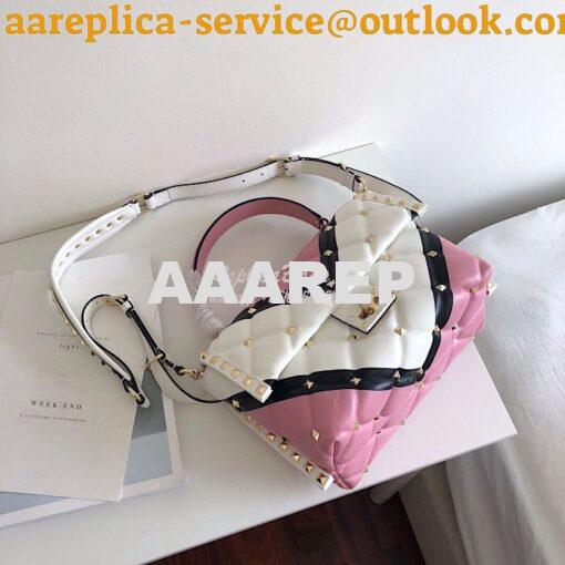 Replica Valentino Candystud Top Handle Bag Pink White Black