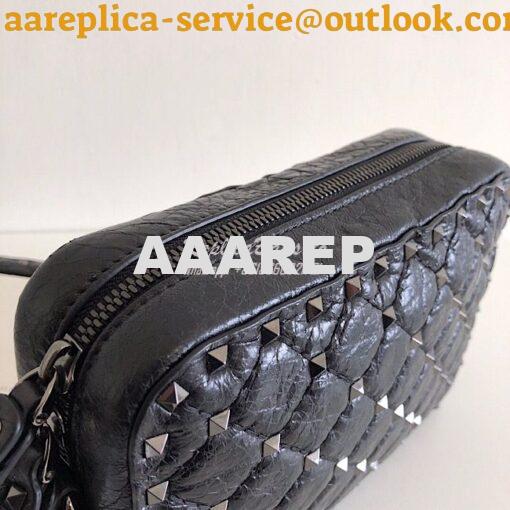 Replica Valentino Garavani Black Rockstud Spike Camera Bag Black 5