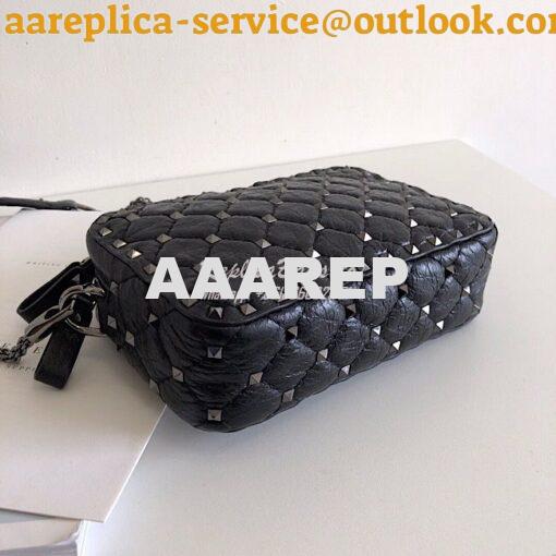 Replica Valentino Garavani Black Rockstud Spike Camera Bag Black 7