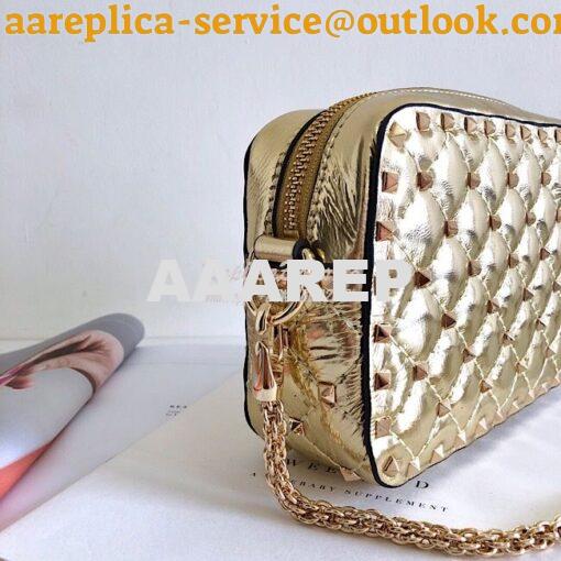 Replica Valentino Garavani Rockstud Spike Camera Bag Champagne 2