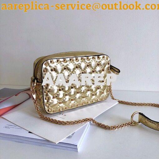 Replica Valentino Garavani Rockstud Spike Camera Bag Champagne 4