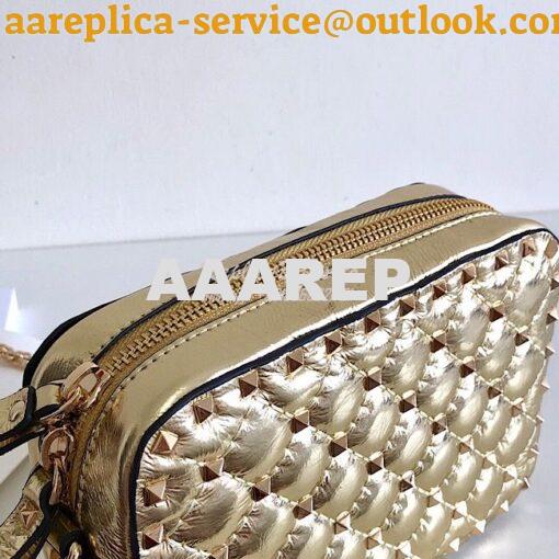 Replica Valentino Garavani Rockstud Spike Camera Bag Champagne 5