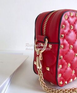 Replica Valentino Garavani Rockstud Spike Camera Bag Red 2