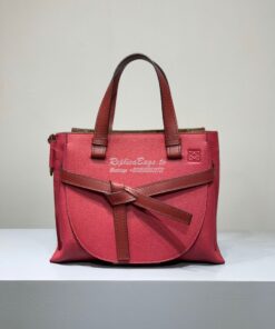 Replica Loewe Gate Top Handle Small Bag 66053 Scarlet Red/Burnt Red