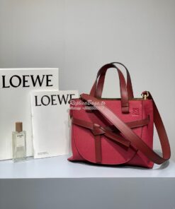 Replica Loewe Gate Top Handle Small Bag 66053 Scarlet Red/Burnt Red 2