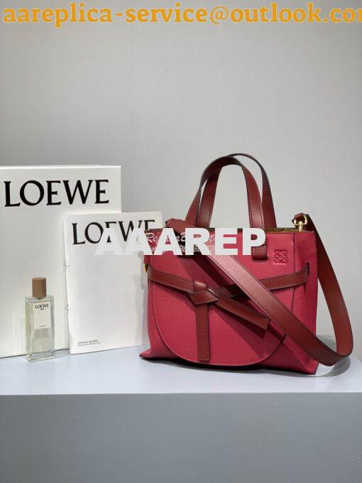 Replica Loewe Gate Top Handle Small Bag 66053 Scarlet Red/Burnt Red 2