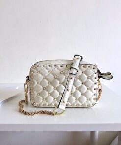 Replica Valentino Garavani Rockstud Spike Camera Bag White