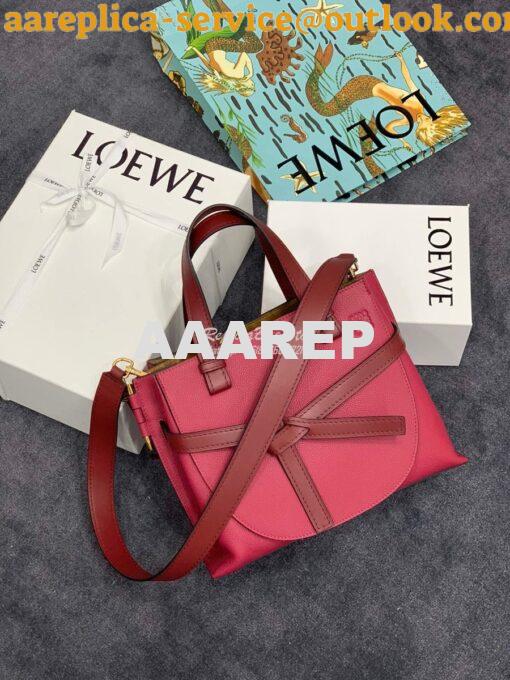 Replica Loewe Gate Top Handle Small Bag 66053 Scarlet Red/Burnt Red 3