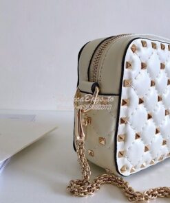 Replica Valentino Garavani Rockstud Spike Camera Bag White 2