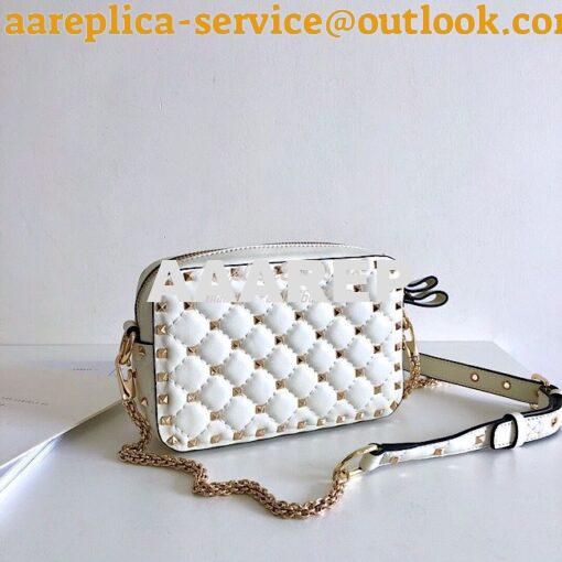 Replica Valentino Garavani Rockstud Spike Camera Bag White 4