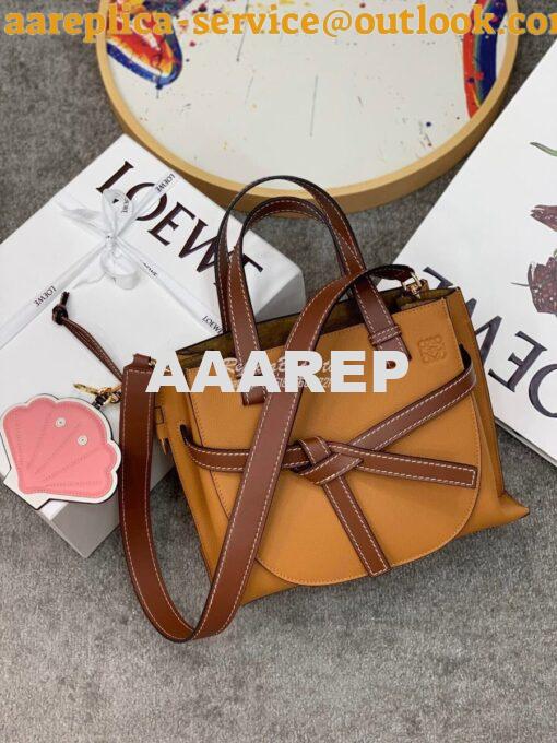 Replica Loewe Gate Top Handle Small Bag 66053 Light Caramel/Pecan 3