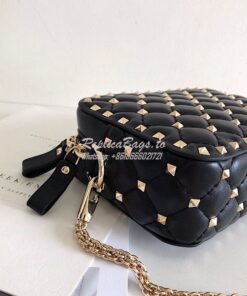 Replica Valentino Garavani Rockstud Spike Camera Bag Black 2