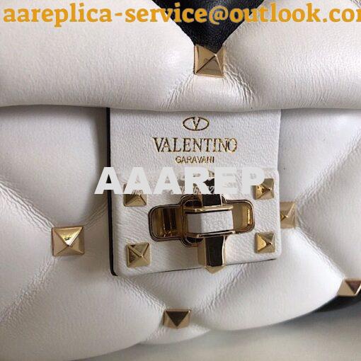 Replica Valentino Garavani Candystud Leather Clutch Black White 3