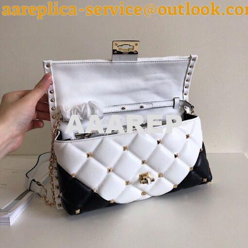 Replica Valentino Garavani Candystud Leather Clutch Black White 6