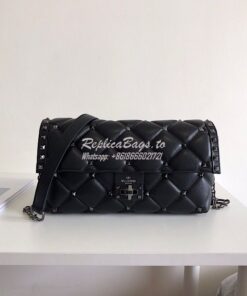 Replica Valentino Garavani Candystud Leather Clutch with Black Studs 2