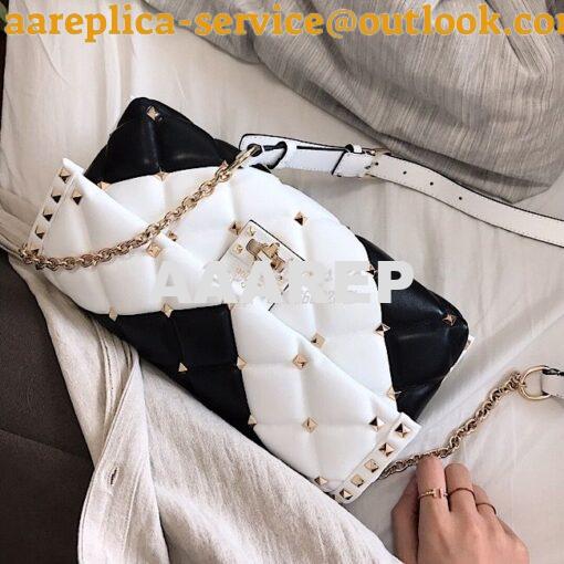 Replica Valentino Garavani Candystud Leather Clutch Black White 9