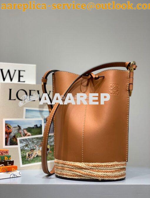 Replica Loewe Gate Bucket in Canvas 66088 Beige 4