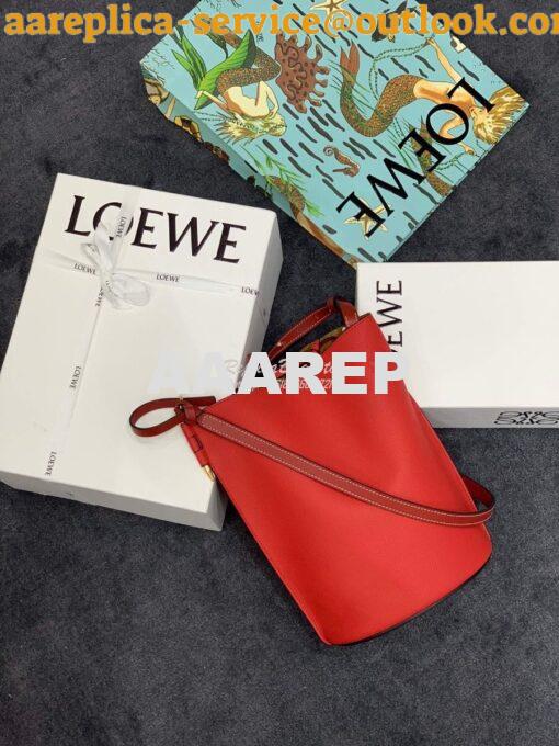 Replica Loewe Gate Bucket 66088 Red/Pecan 2