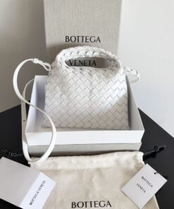 Replica Bottega Veneta BV Mini Hop Intrecciato Leather 777586 White