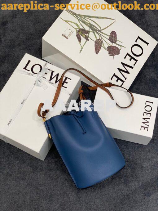 Replica Loewe Gate Bucket 66088 Blue/Pecan 2